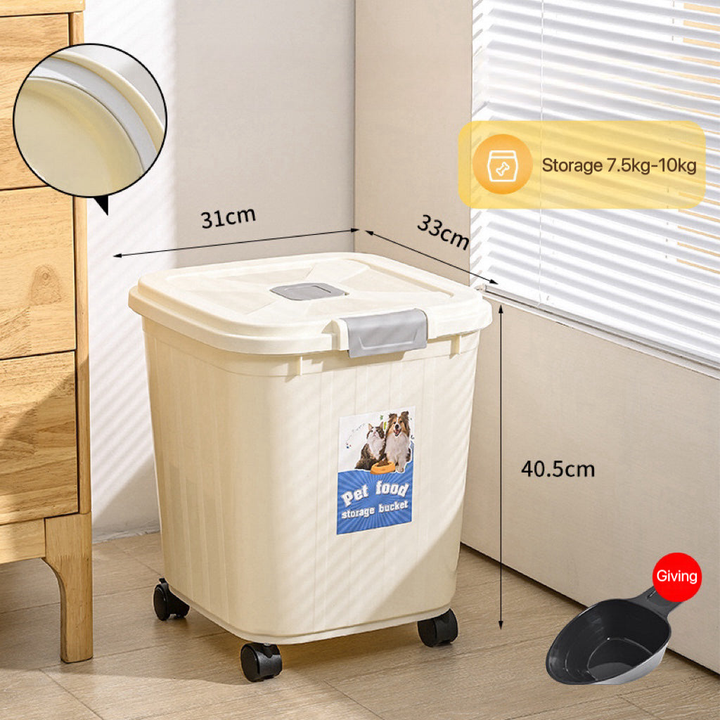 Pet food storage bucket